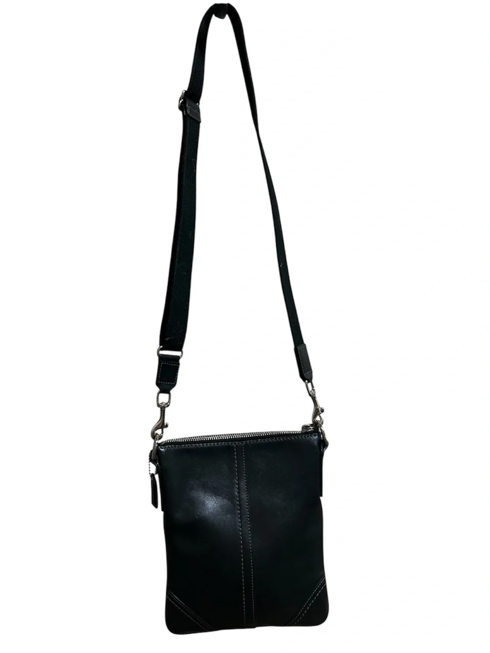 Vintage Coach Black Leather Messenger Crossbody Bag Classic Y2K